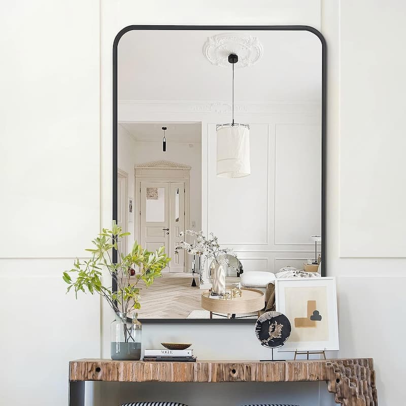 22x30 Inch Metal Framed Rectangular Bathrrom Mirror - Black