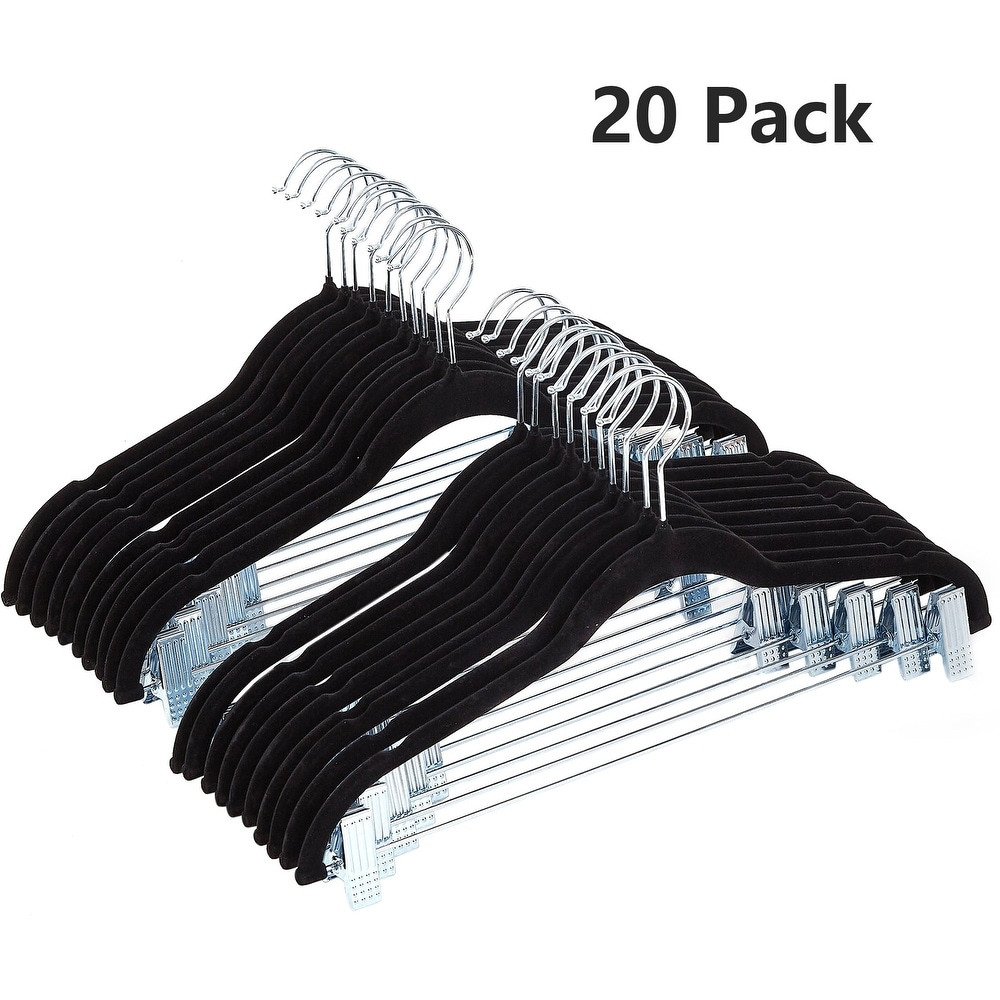 Hangon Recycled Plastic with Notches Shirt Hangers 19 Inch Black 25 Pack