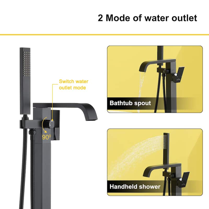 Freestanding Floor Mount Single Handle Bath Tub Filler Bath Tub Faucet