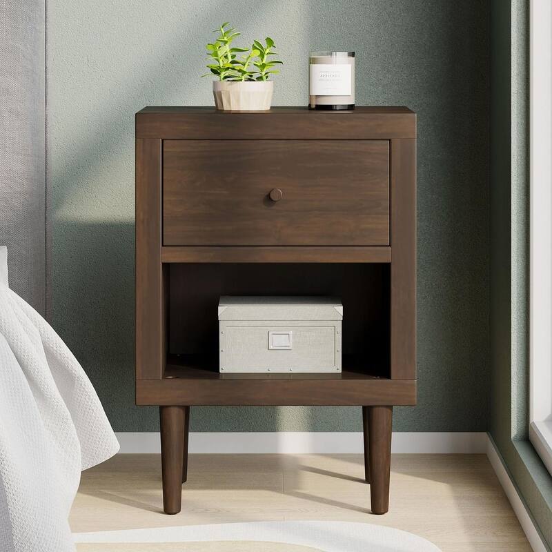 Modern 1-Drawer Nightstand by Christopher Knight Home - Walnut