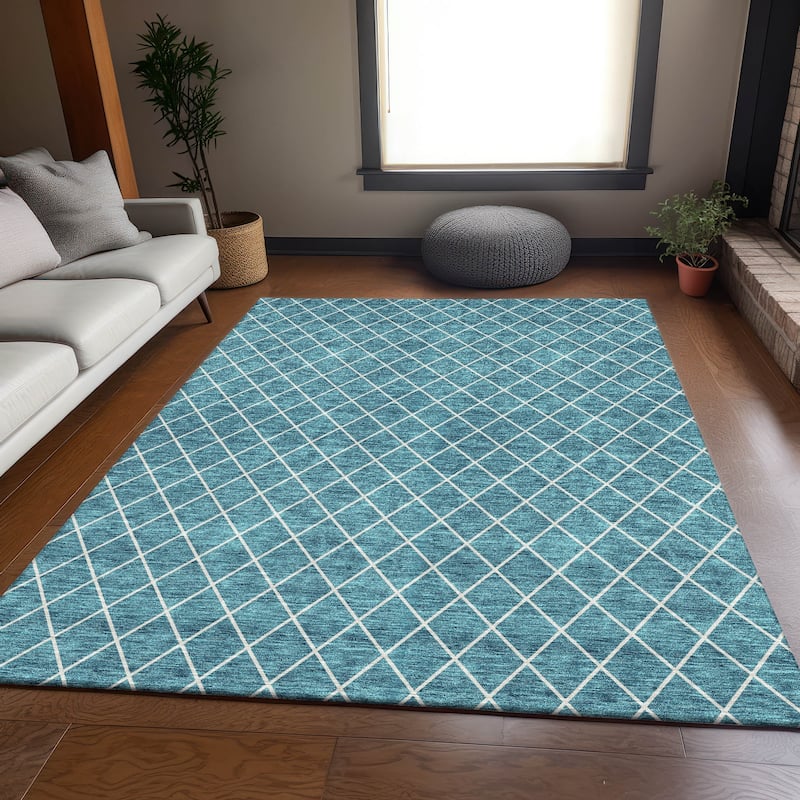 Premium Washable Super Soft Diamond Trellis Mayfield Rug