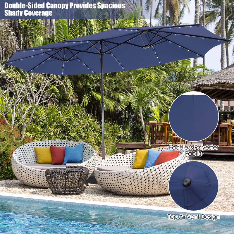 Costway 11 PCS Patio Dining Set with 15 ft Double-Sided Patio Umbrella - See Details