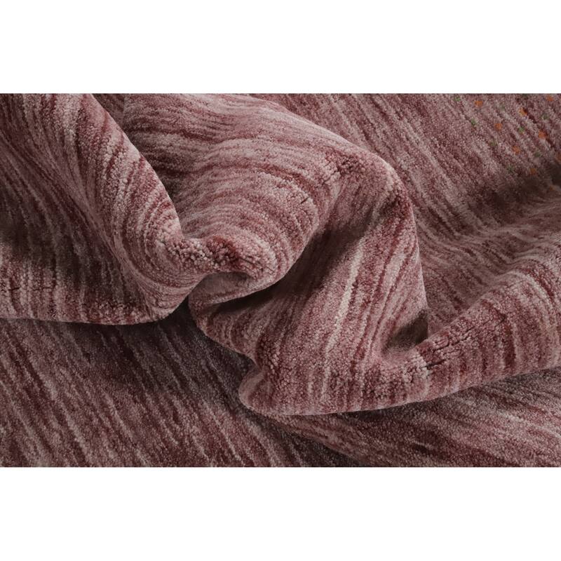Hand Knotted Oriental 100% Wool Carpet Tribal Tribal Pink Gabbeh Area Rug - 9' 7'' X 7' 9''