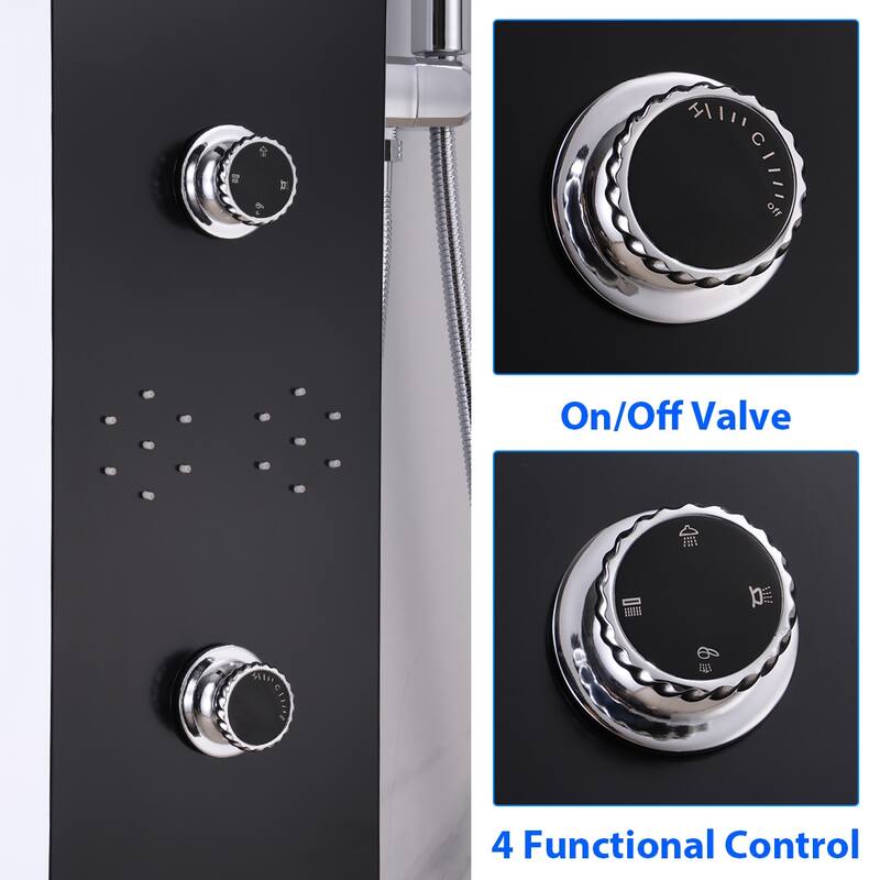 55in. LED Shower Panel System with Body Jets in Silver and Black