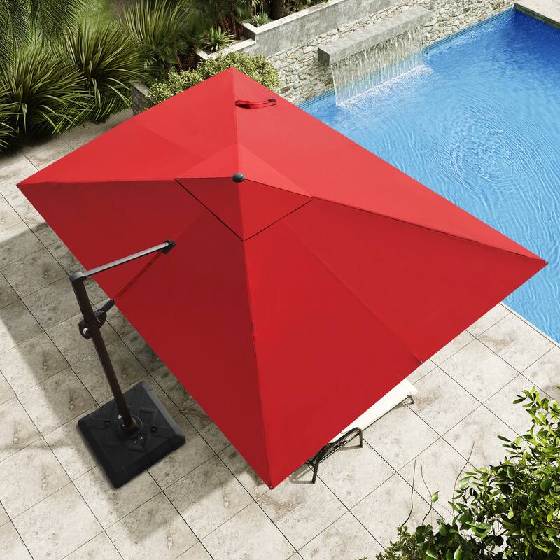 12 x 9 ft Outdoor Shade Parasol Patio Offset Cantilever Umbrella with Weights Base