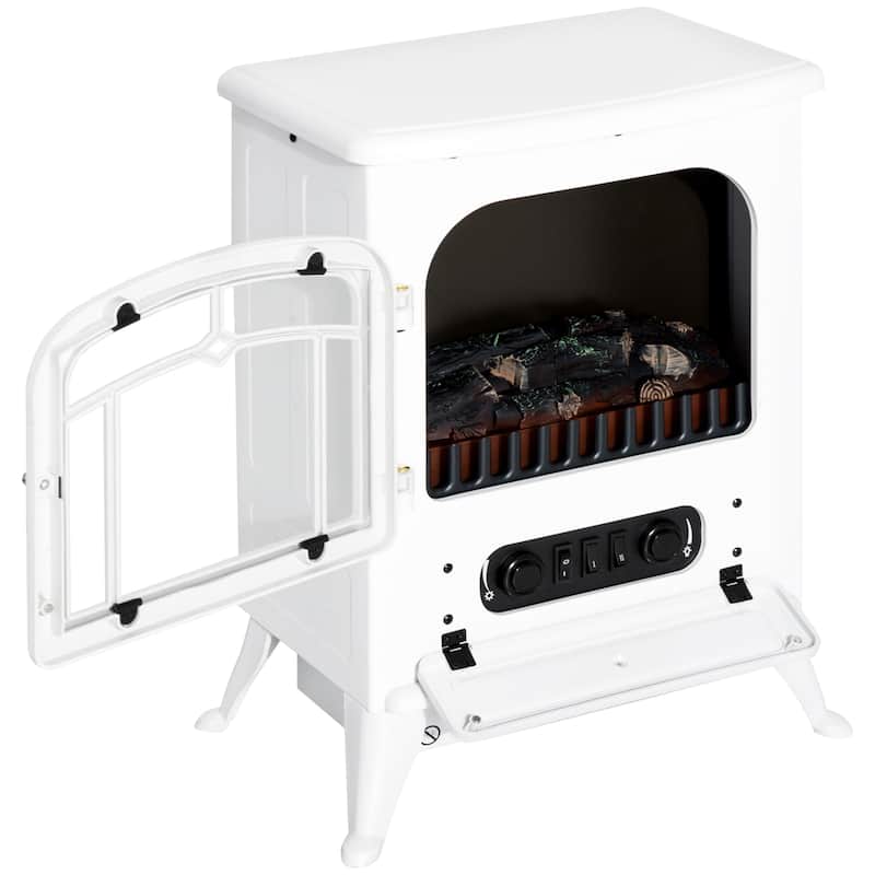 HOMCOM 1500W Portable Electric Fireplace Heater with 216 Sq. Ft. Radius