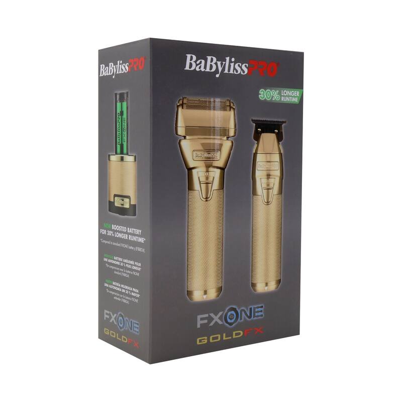BaByliss Pro FXONE GOLDFX Limited Edition Prepack - Outlining Trimmer and Double Foil Stick Shaver (Gold) FX1FSTGPK