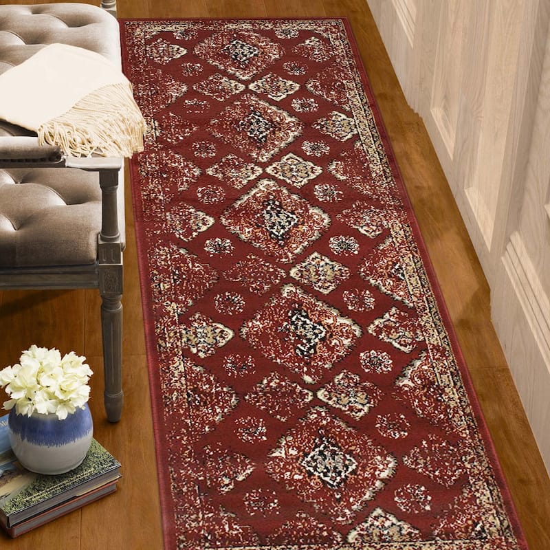 Superior Mayfair Distressed Damask Traditional Indoor Area Rug