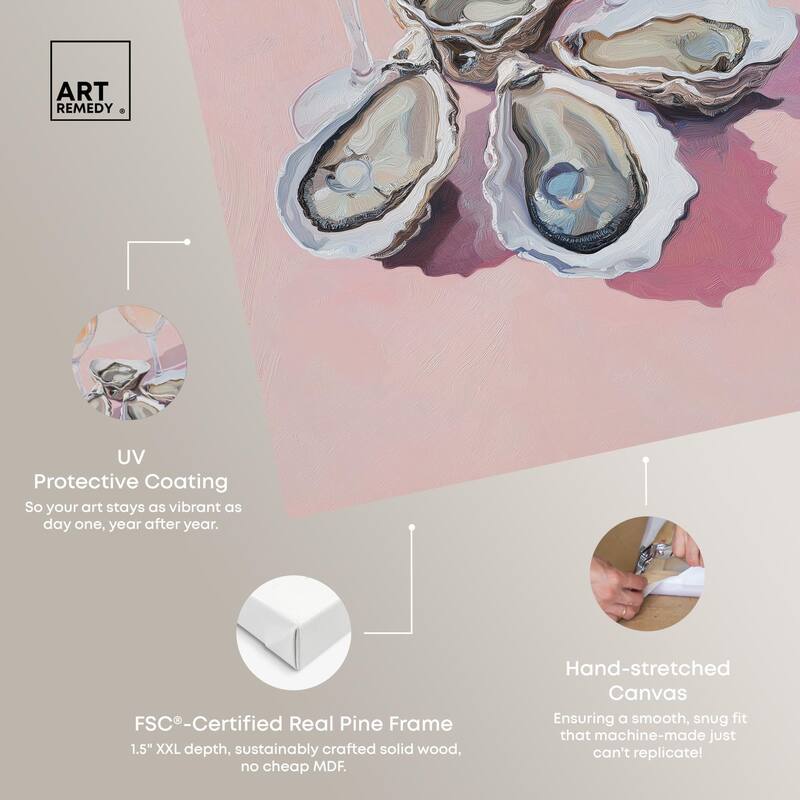 Oysters and Rose Wine Canvas by Art Remedy, Gallery Wrapped