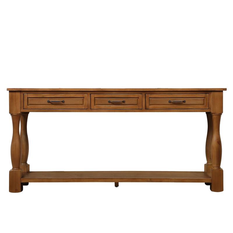 Wood Console Table with 3 Drawers and 1 Bottom Shelf for Entryway Hallway Easy Assembly Extra-thick Sofa Table