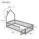 preview thumbnail 4 of 8, Twin Size Solid Wood House Toddler Floor Bed with All Lenth Fence for Kids Bedroom Lockable Little Door Bed Frame Bed