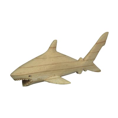 8 Inch Hand Carved Imitation Shark Wooden Sculpture Figurine Beach Home Decor - 2.75 X 8 X 2.75 inches