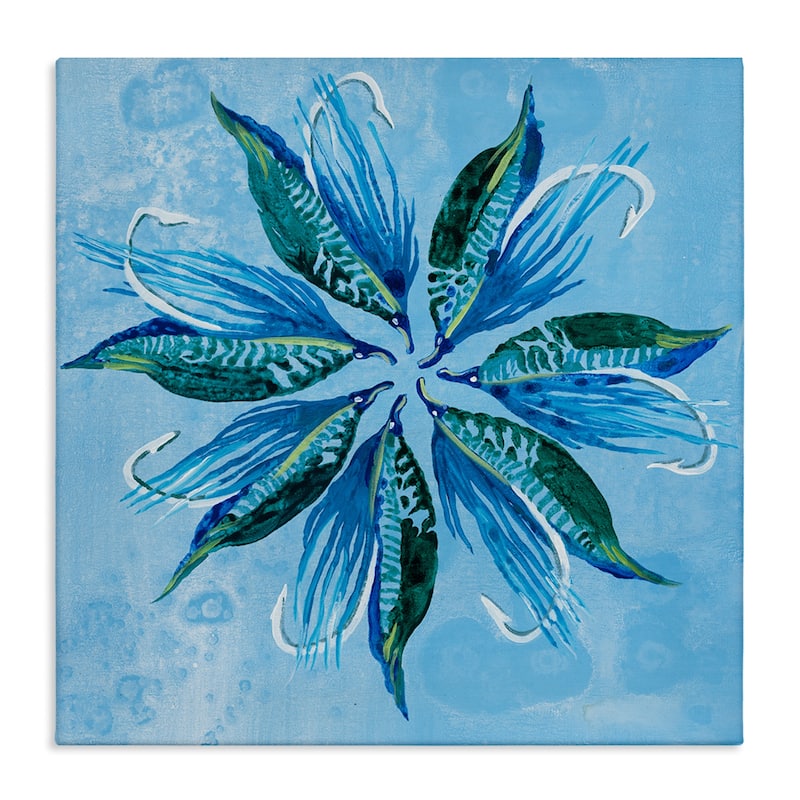 Stupell Blue Flower Shape Design Canvas Wall Art Design By Liz Jardine - 17 x 17
