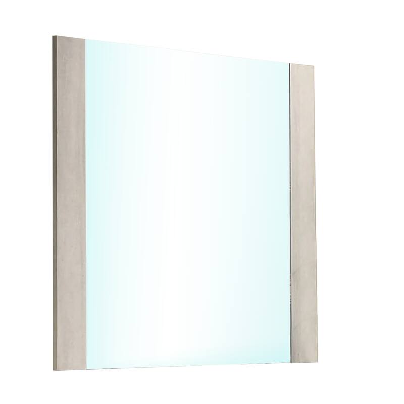 Nomi Dresser Mirror, 44 Inch White Wash Rectangular Wood Frame - White Wash