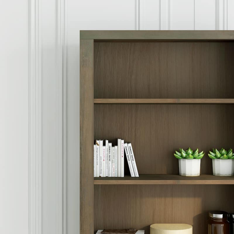 Bridgevine Home Joshua Creek 84 inch high 6-shelf Bookcase, No Assembly Required, Barnwood Finish