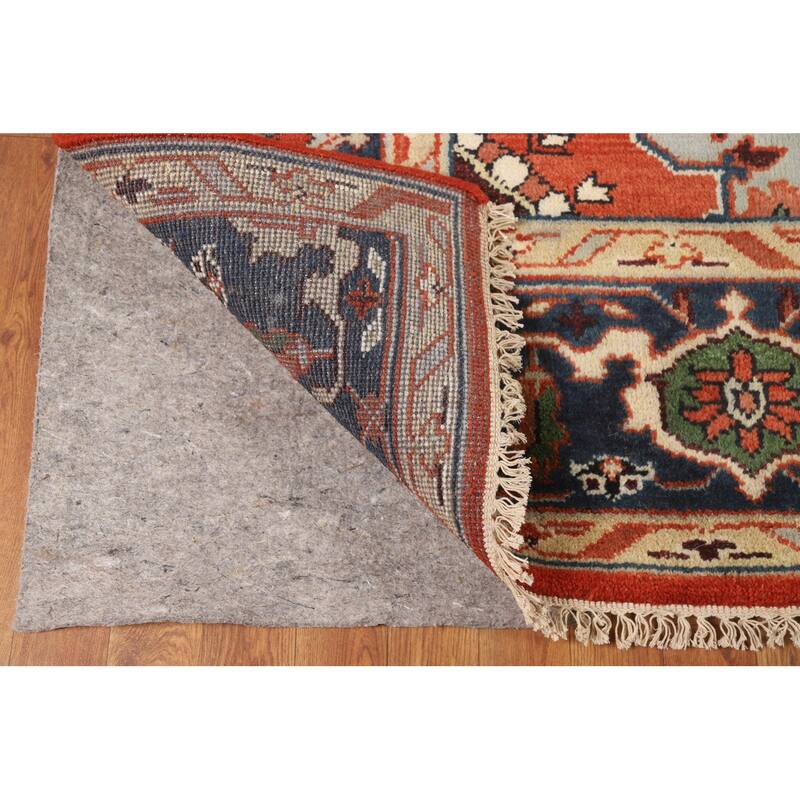 Orange Heriz Serapi Oriental Area Rug Hand-Knotted Wool Carpet - 9'0" x 11'10"