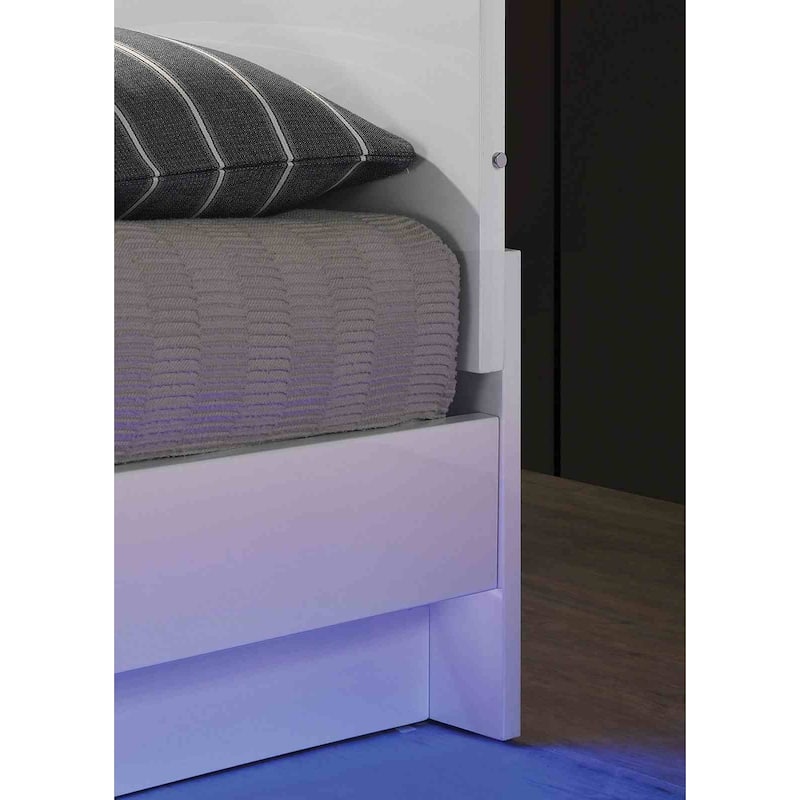 Contemporary White Finish 1Pc Low Profile Platfom LED Bed