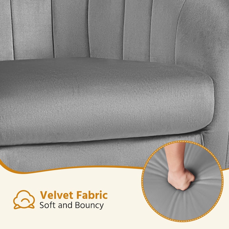 Yaheetech Velvet Accent Armchair Barrel Chair with Metal Legs for Living Room