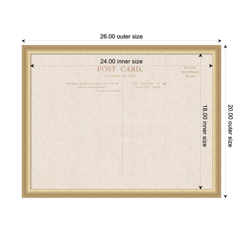 Kate and Laurel Framed Fabric Pinboard Linen Vintage Post Card Wall Organization