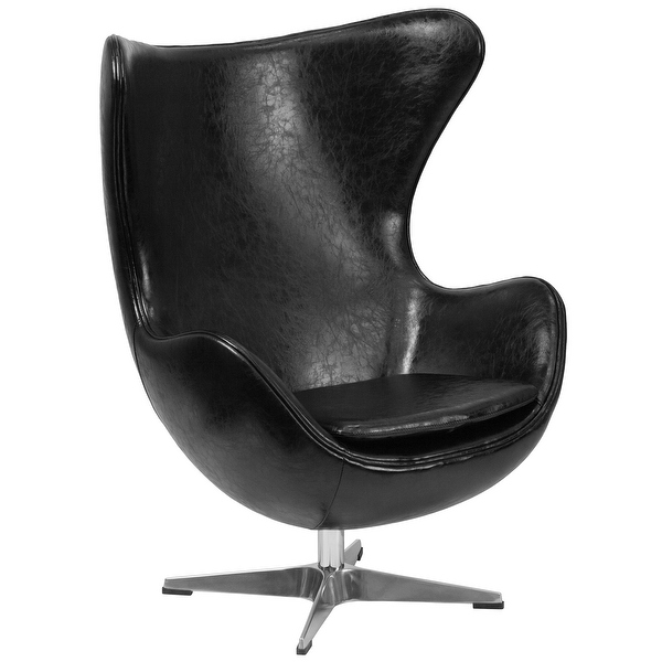 Black leather store egg chair