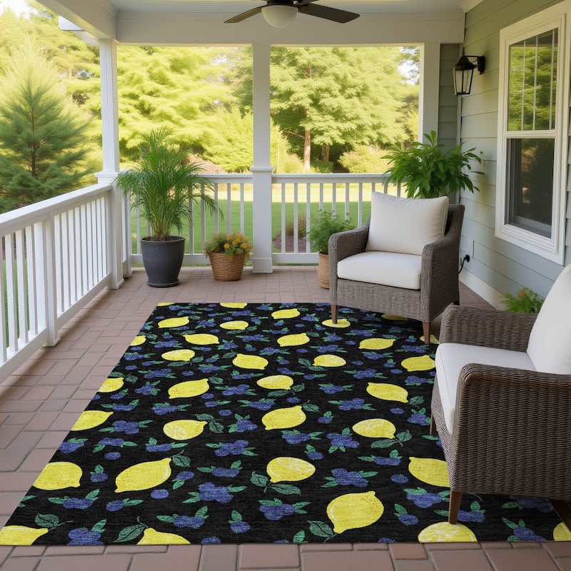 Machine Washable Indoor/ Outdoor Citrus Berry Chantille Rug