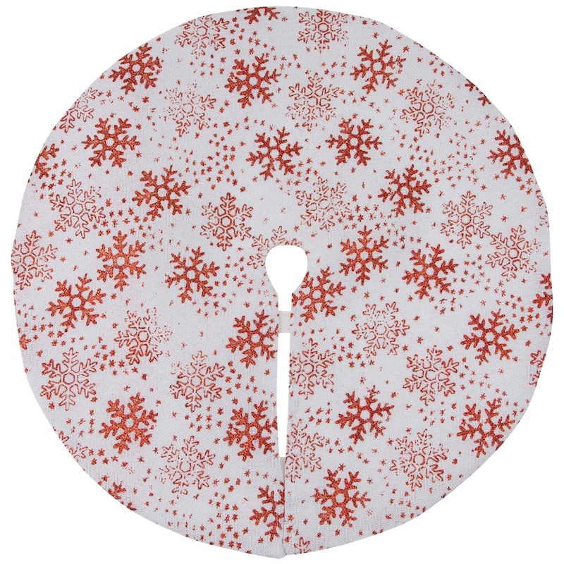 Glitter Snowflake Mini Burlap Christmas Tree Skirt - White - 20"