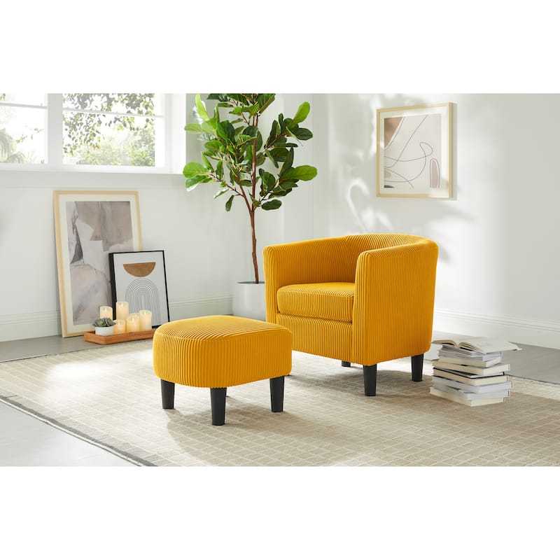 26.38" Corduroy Arm Chair with Ottoman