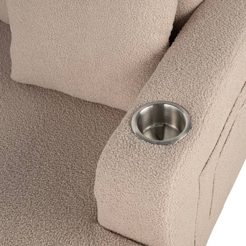 Furniture of America Xenia Modern Boucle Loveseat with Cup Holders