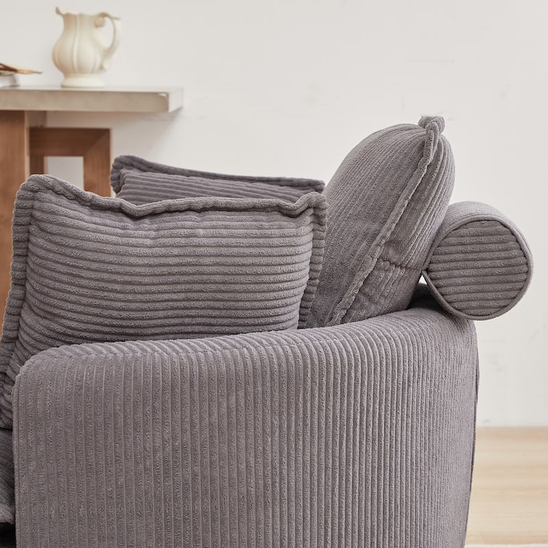 52" Upholstered Swivel Barrel Chair with Moon Storage Ottoman