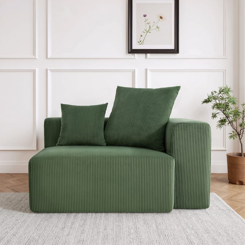 Corduroy Upholstered Modular Sectional Sofa with Ottoman