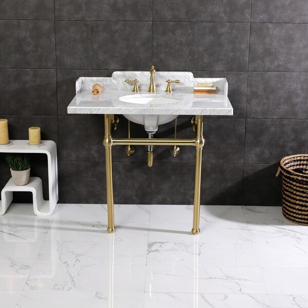 Kingston Brass Pemberton 36-Inch Carrara Marble Console Sink with