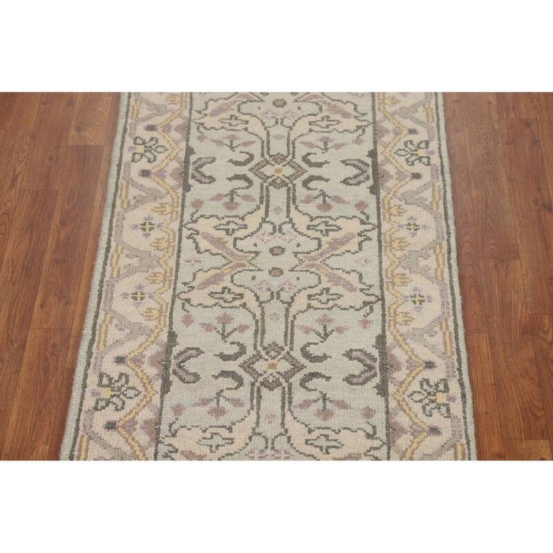Oushak Oriental Runner Rug Hand-Knotted Transitional Wool Carpet - 2'6"x 9'9"