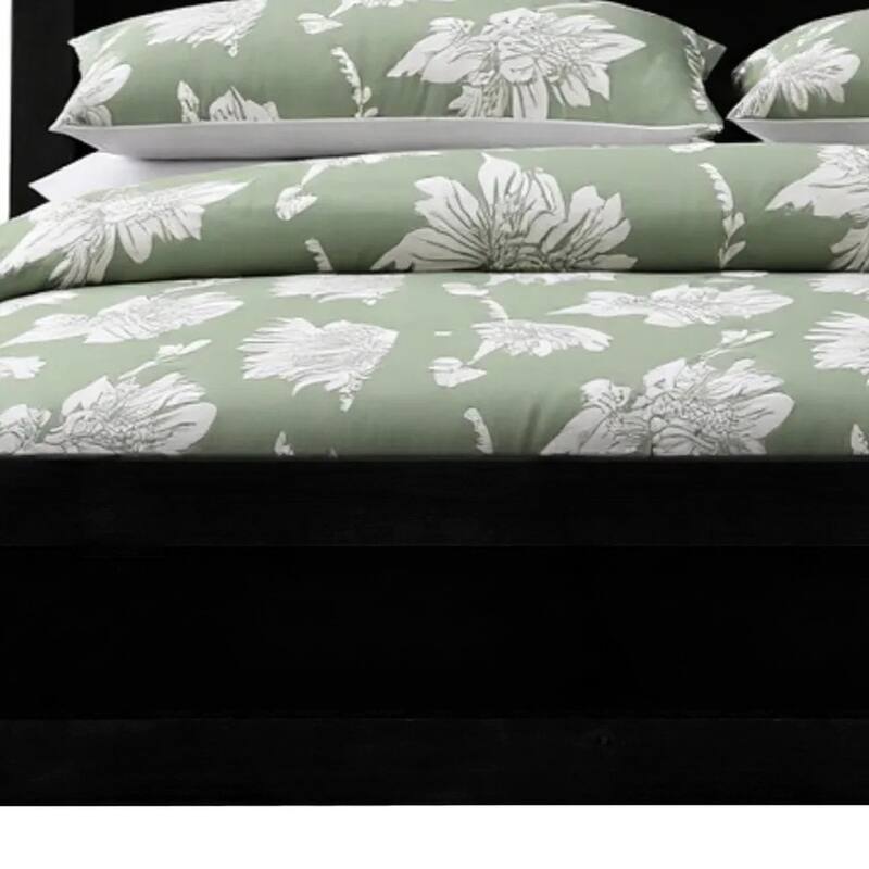 HomeRoots Black Inlaid Panels Solid Wood Queen Bed Frame