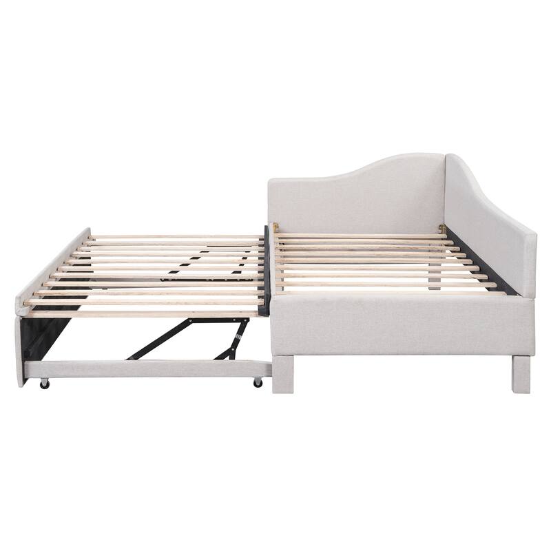 Upholstered L-Shaped Sofa Bed with Pop-Up Rollaway Bed