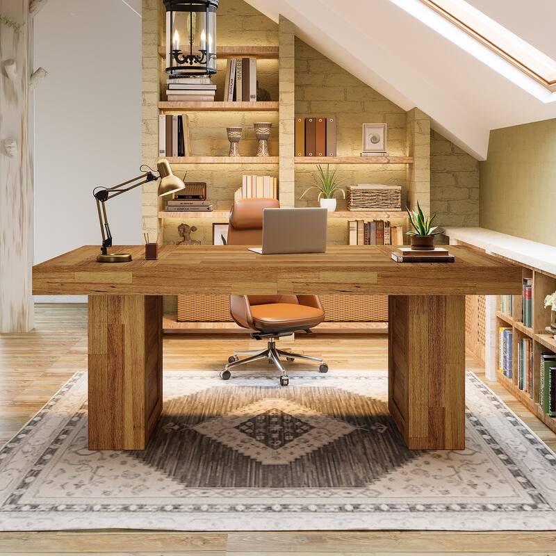63" Large Executive Computer Desk, Home Office Writing Table, Conference Table Business Workstation for Working, Meeting