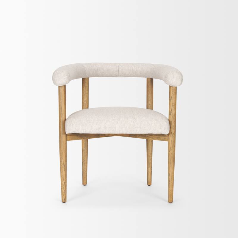 Arden Dining Chair w/ Medium Brown Wood and Cream Twill Fabric - 26.0L x 21.5W x 28.0H