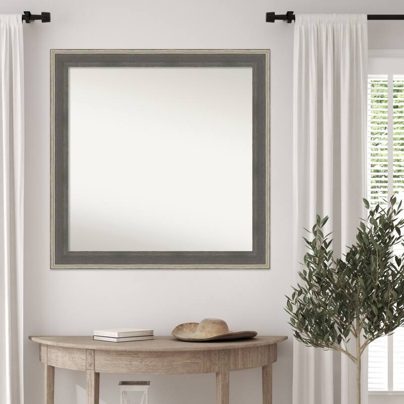 Cottage Non-Beveled Wood Framed Wall Mirror - Cottage Grey Silver