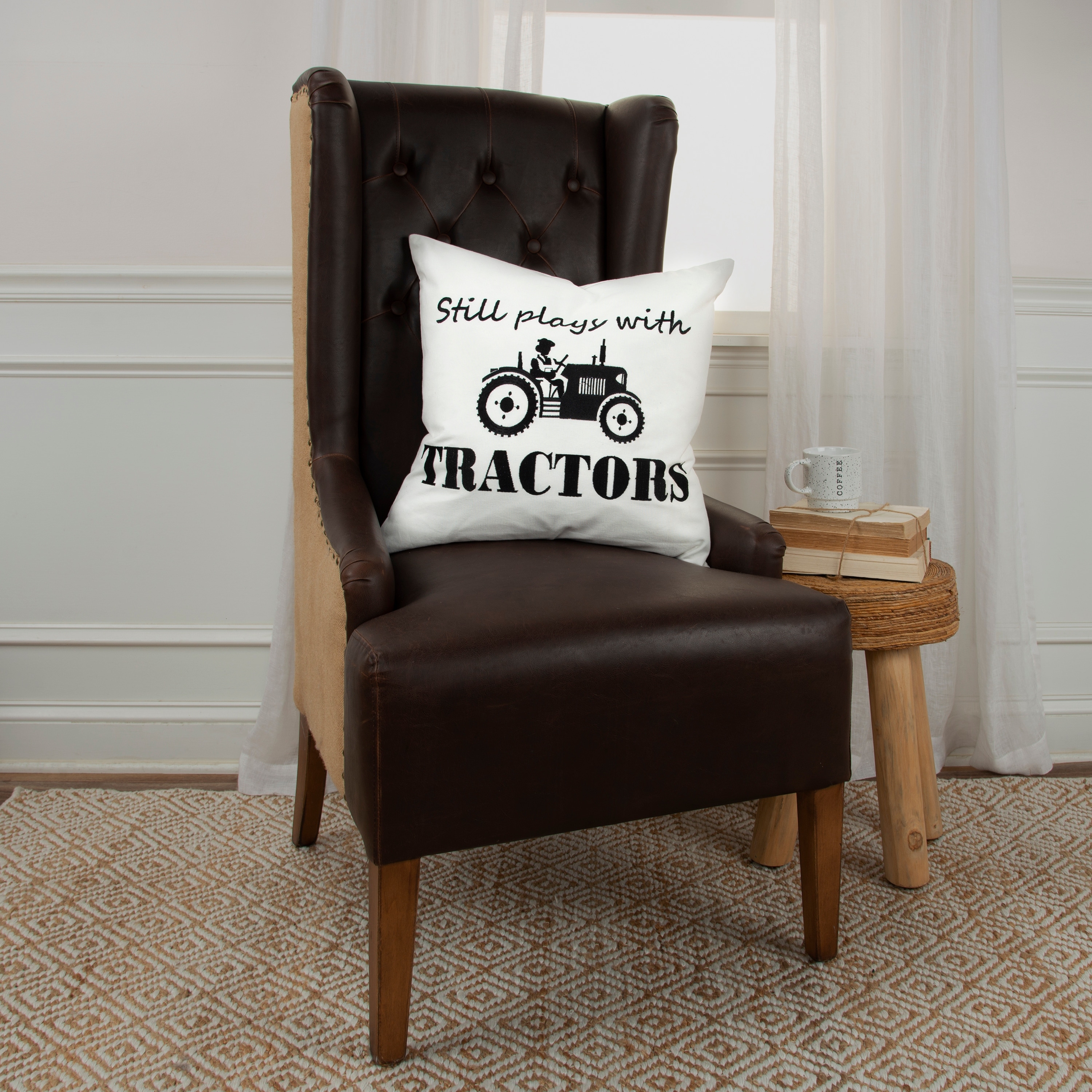 Rizzy Home Still Plays with Tractors Throw Pillow
