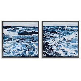 Stupell Breaking Ocean Waves Framed Floater Canvas Wall Art Design By ...