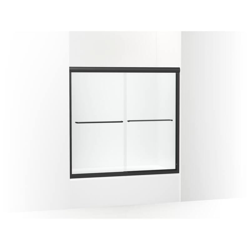 Sterling Finesse 55-1/2" High x 59-5/8" Wide Sliding Framed Tub Door - Matte Black Frame Finish with Frost Clear Glass