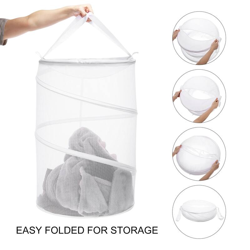 Mesh Laundry Hamper, Foldable Laundry Basket for Washing Storage - 46*46*66cm