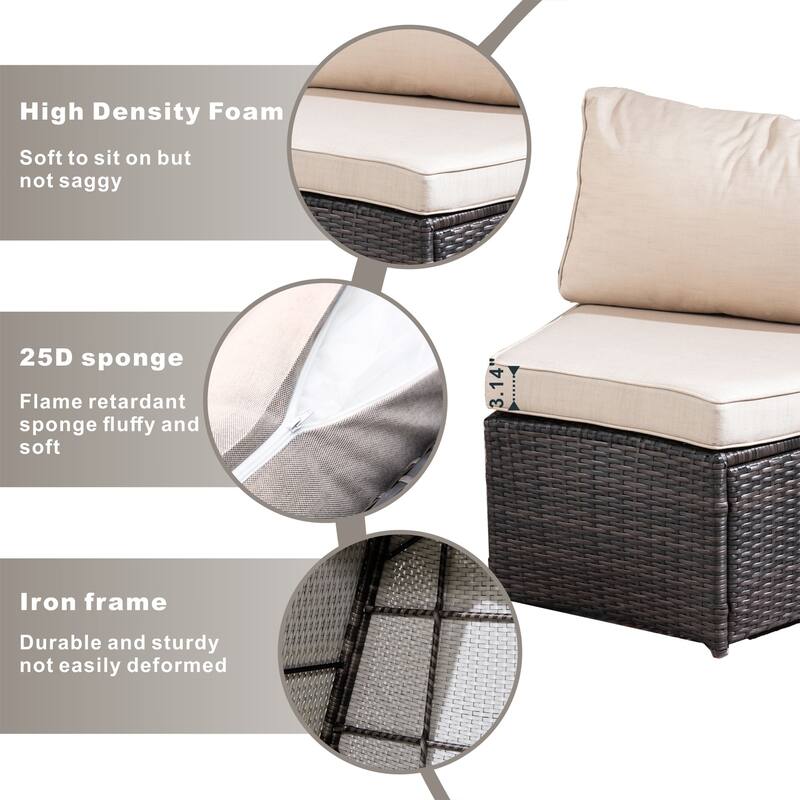 7-Piece Outdoor Patio Furniture Set with Adjustable Propane Fire Pit Table, Wicker Sofa and Tempered Glass Side Tables
