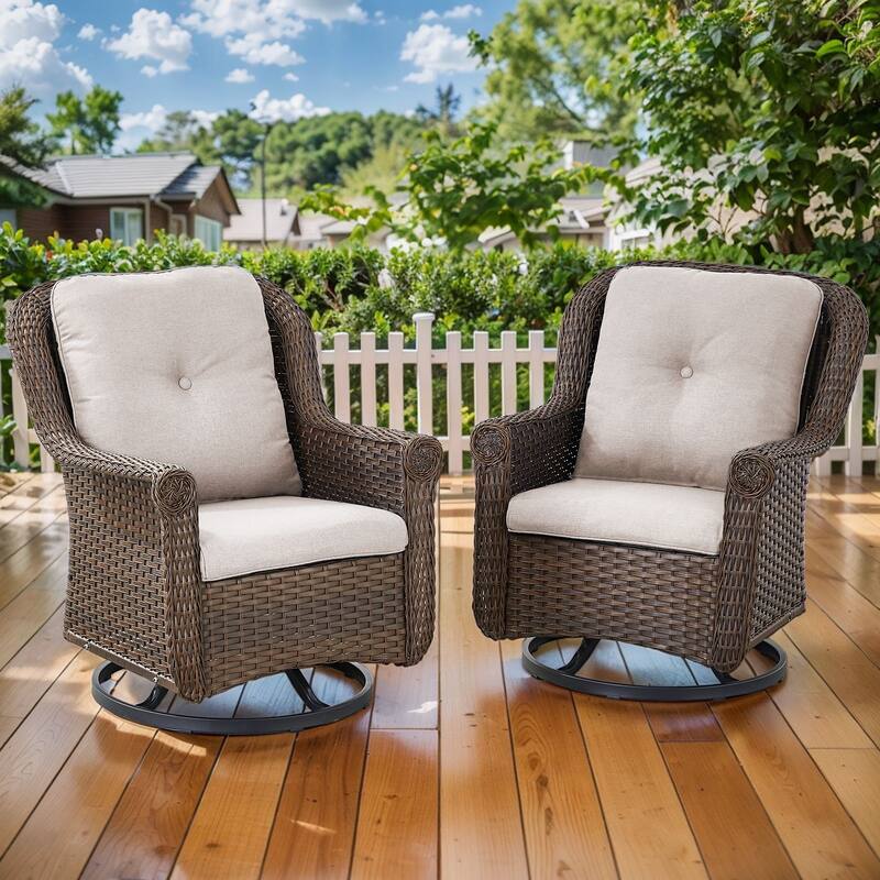 Gymojoy Outdoor Wicker Swivel Glider Chairs with Cushions