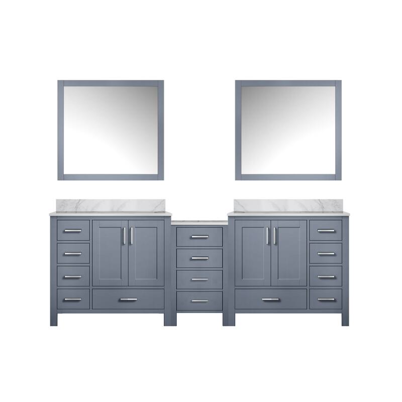 Coraline 92 in W x 22 in D Double Bath Vanity, Carrara Marble Top, and 34 in Mirrors