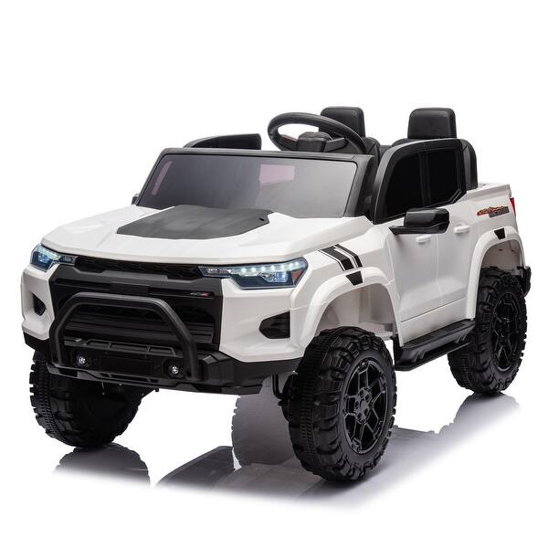 slide 2 of 78, 24V10A Two-seater Kids Ride On Electric Pickup,W/parents remote control,4WD 800W motors,Two Safety belts,Speed 2.49-3.73MPH White