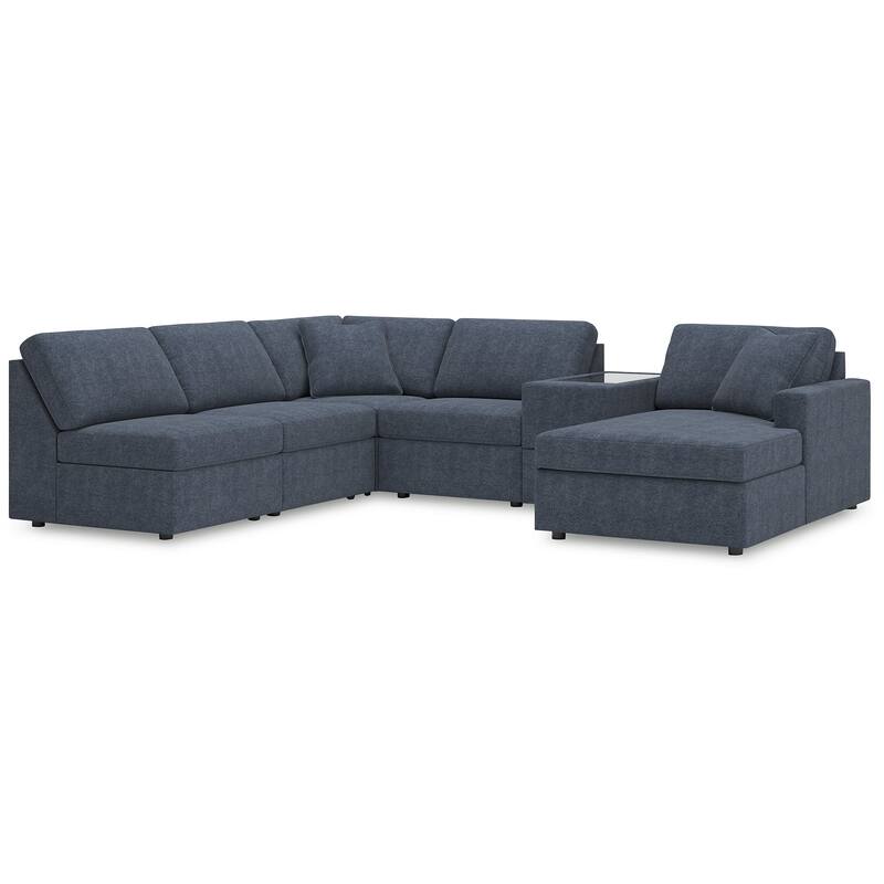 Signature Design by Ashley Modmax 6-Piece Sectional with Chaise and Storage Console - 140" W x 86" D x 36" H - Blue - Left Facing