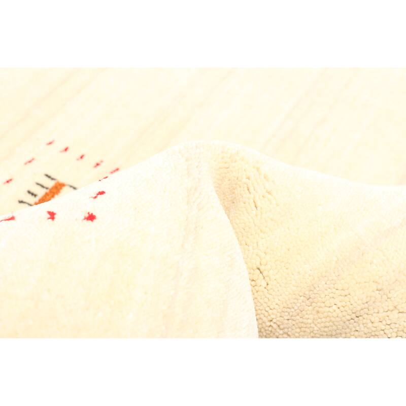 ECARPETGALLERY Hand Loomed Kashkuli Gabbeh Cream Wool Rug - 3'1 x 4'9