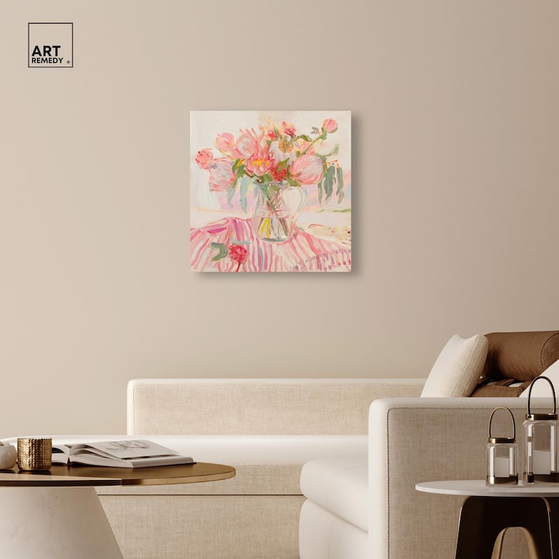 Candy Stripe Bloom Canvas by Art Remedy, Gallery Wrapped