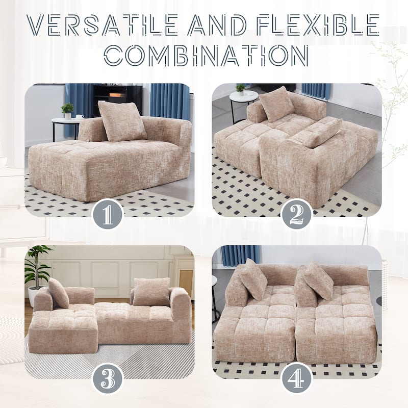 GDFStudio - Chenille Modular Chaise Lounge with Pillow