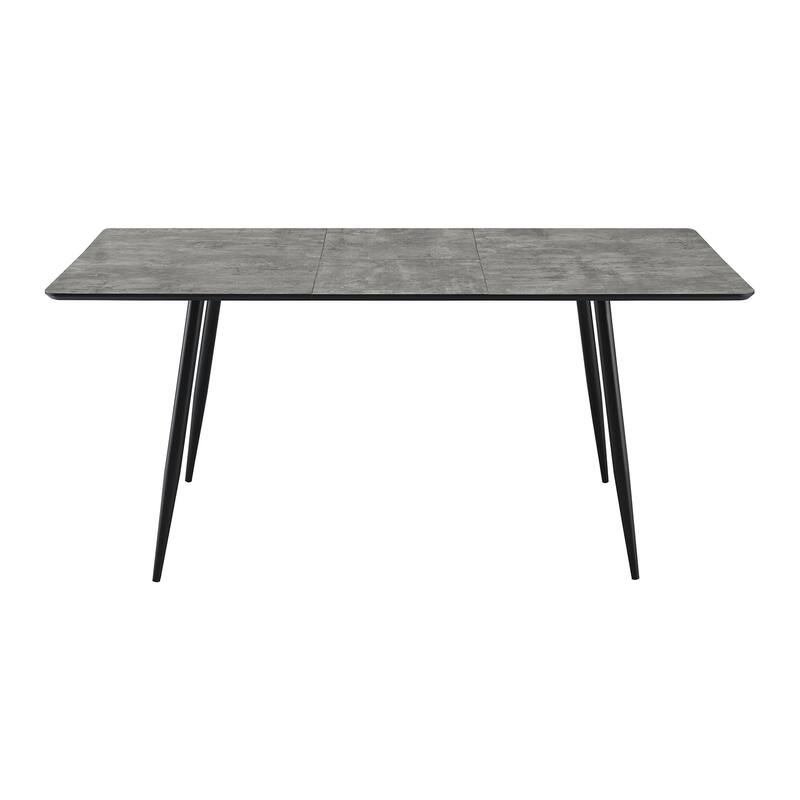 Rectangular Wooden Dining Table with 1 Butterfly Leaf in Black and Grey - Black/Grey - Black/Grey